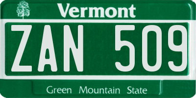 VT license plate ZAN509