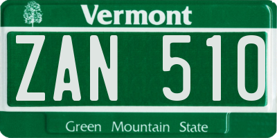 VT license plate ZAN510