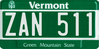VT license plate ZAN511
