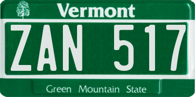 VT license plate ZAN517