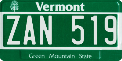 VT license plate ZAN519