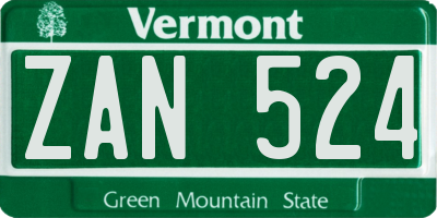 VT license plate ZAN524
