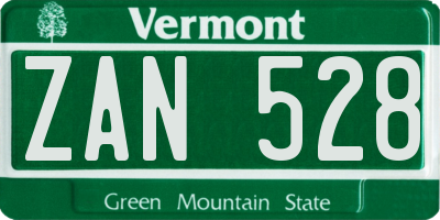 VT license plate ZAN528