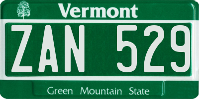 VT license plate ZAN529