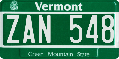 VT license plate ZAN548