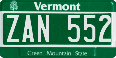 VT license plate ZAN552