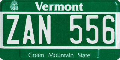 VT license plate ZAN556