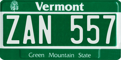 VT license plate ZAN557