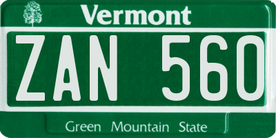 VT license plate ZAN560