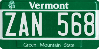 VT license plate ZAN568