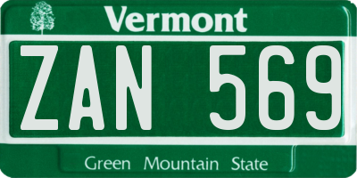VT license plate ZAN569
