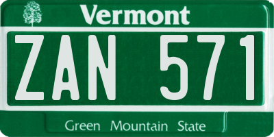 VT license plate ZAN571