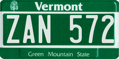 VT license plate ZAN572