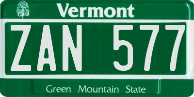 VT license plate ZAN577