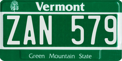 VT license plate ZAN579