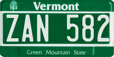 VT license plate ZAN582