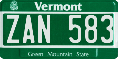 VT license plate ZAN583