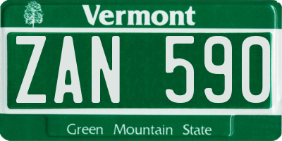 VT license plate ZAN590