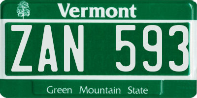 VT license plate ZAN593