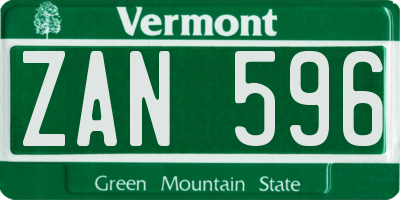 VT license plate ZAN596