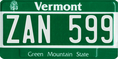 VT license plate ZAN599