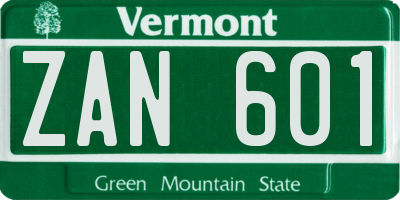 VT license plate ZAN601