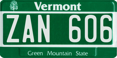 VT license plate ZAN606