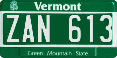VT license plate ZAN613