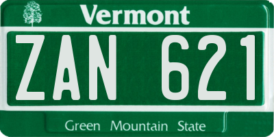 VT license plate ZAN621