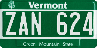 VT license plate ZAN624