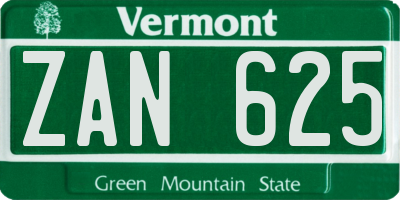 VT license plate ZAN625
