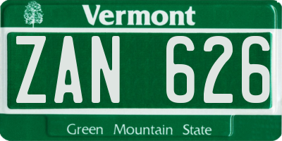 VT license plate ZAN626