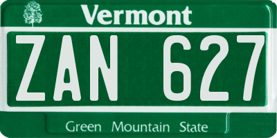 VT license plate ZAN627