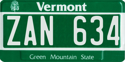VT license plate ZAN634