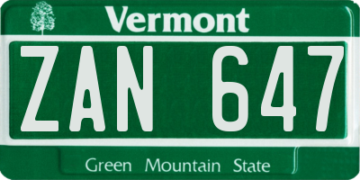 VT license plate ZAN647