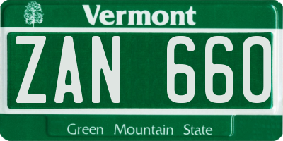 VT license plate ZAN660