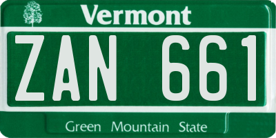 VT license plate ZAN661