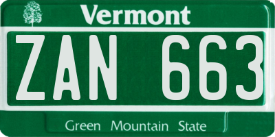VT license plate ZAN663