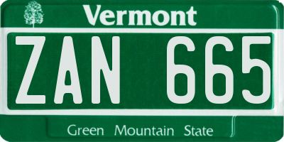 VT license plate ZAN665