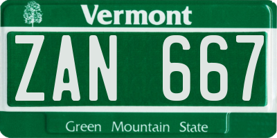 VT license plate ZAN667