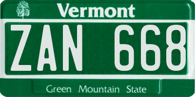 VT license plate ZAN668