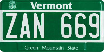 VT license plate ZAN669