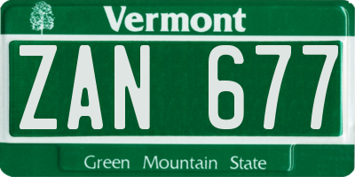 VT license plate ZAN677
