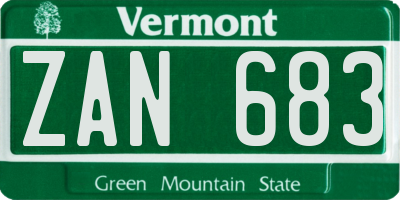 VT license plate ZAN683
