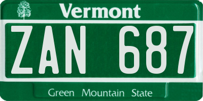 VT license plate ZAN687