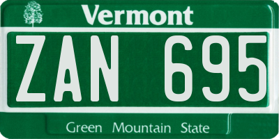 VT license plate ZAN695