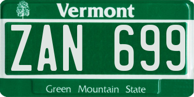 VT license plate ZAN699
