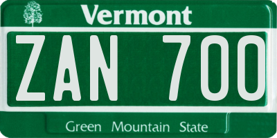 VT license plate ZAN700