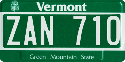 VT license plate ZAN710