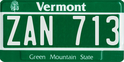VT license plate ZAN713